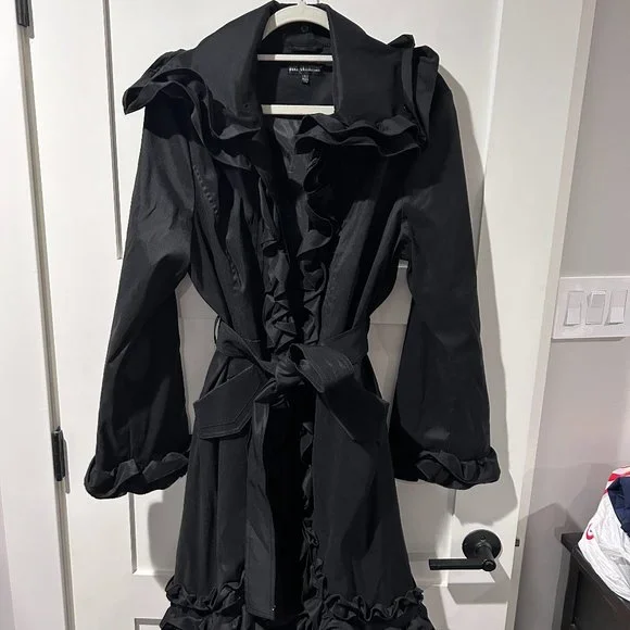 Don's Collection | Jackets & Coats | Dons Collection Black Ruffled Car Coat Ladies Size L | Poshmark Don's Collection | Jackets & Coats | Dons Collection Black Ruffled Car Coat Ladies Size L | Poshmark